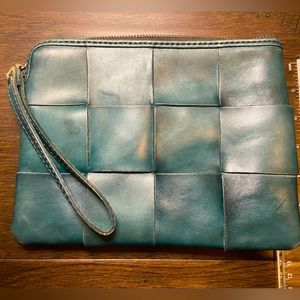 Patricia Nash Cassini Wristlet Turquoise woven leather